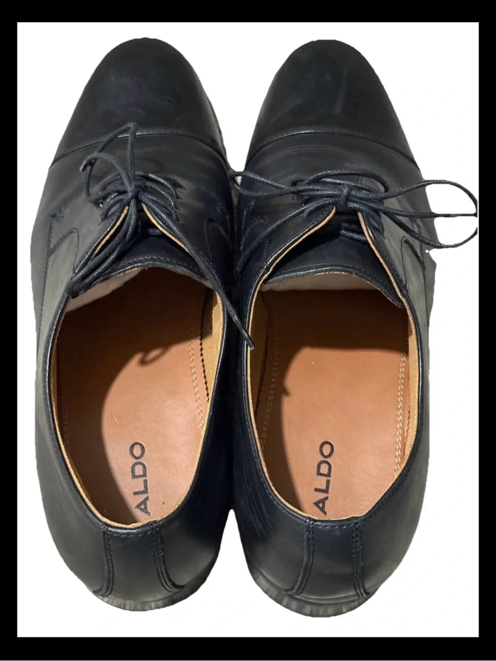 Men’s ALDO Cortleyflex Oxford Dress Shoes Black Leather Cap Toe Size 12